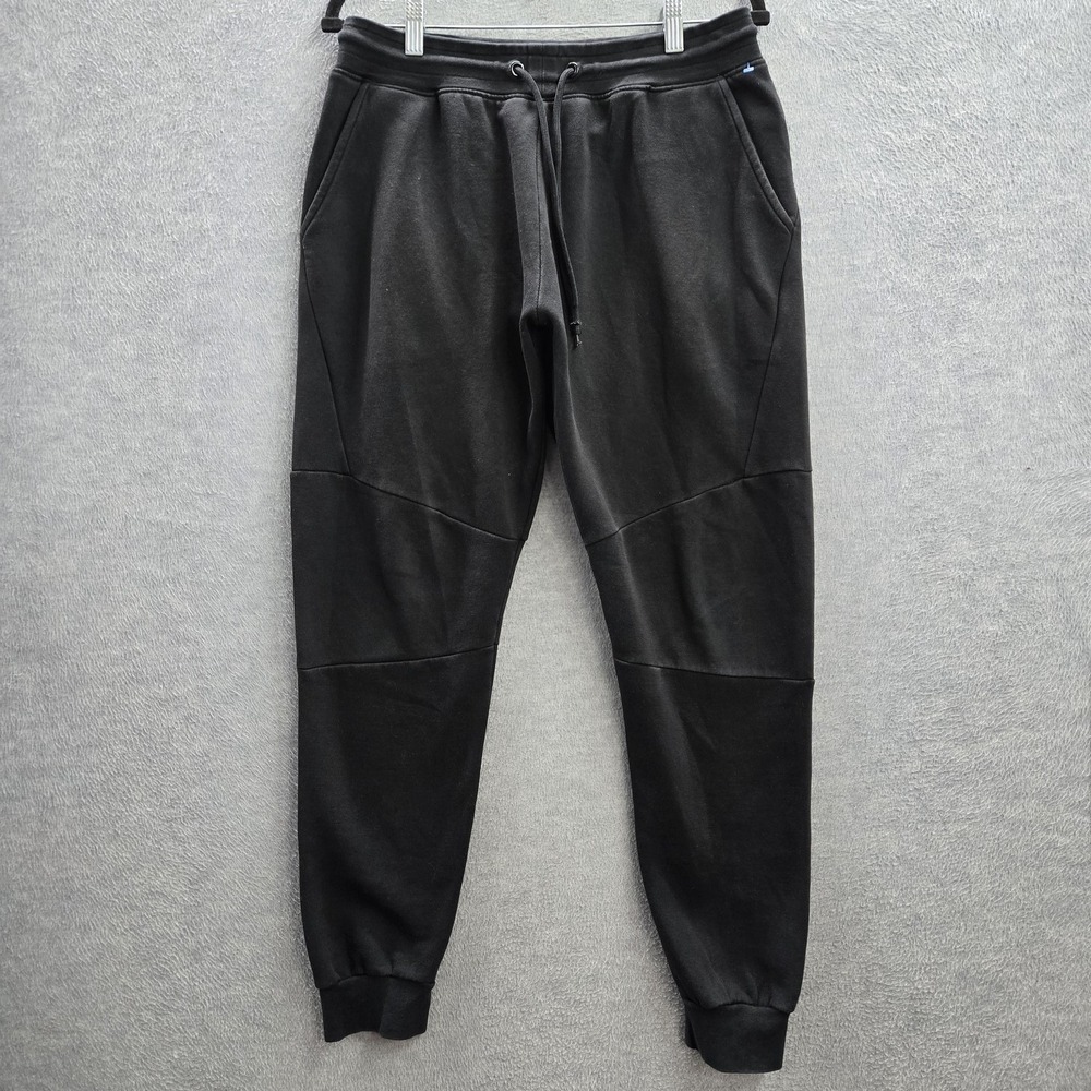 Youngla Men Pants L Black Sweatpants Fleece Jogger Zipper 29" Inseam Logo READ